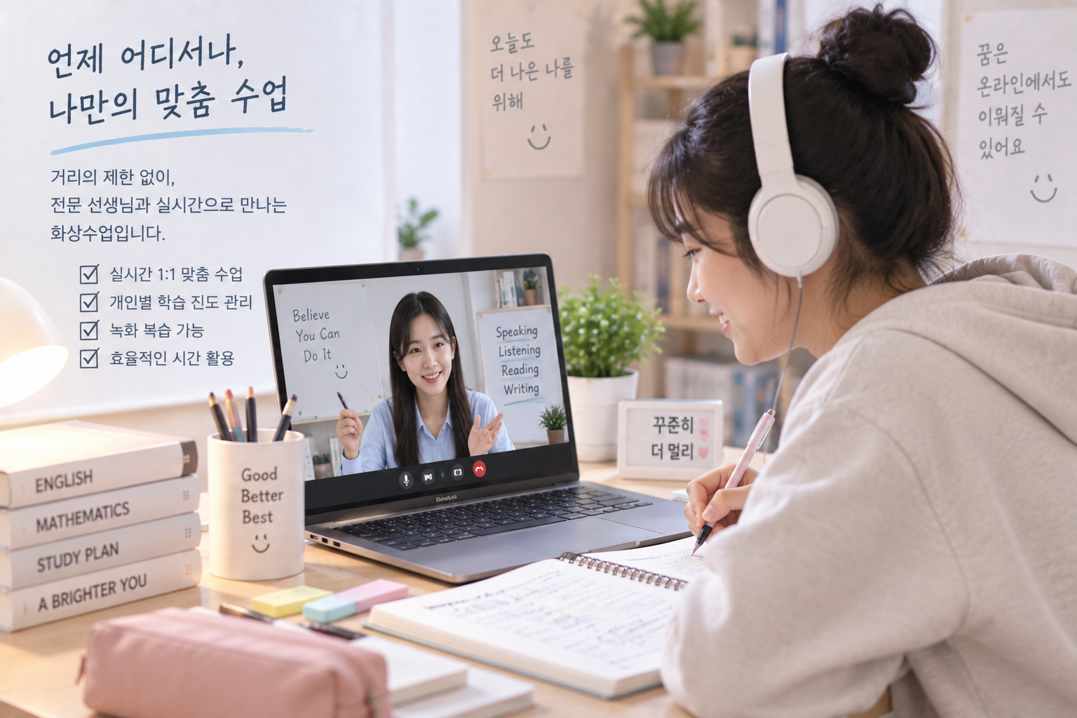 노트북으로 진행하는 실시간 1:1 화상과외